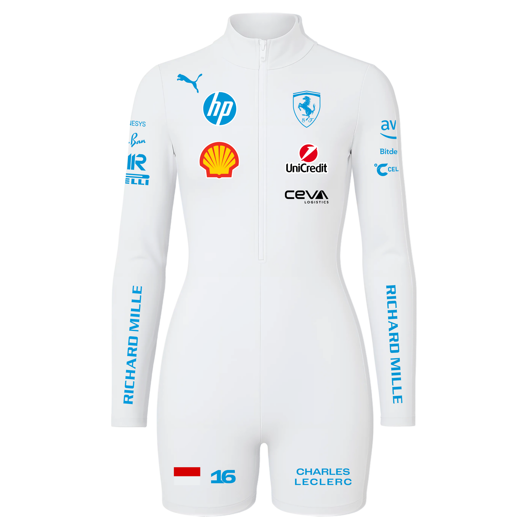 Macaquinho Charles Leclerc Ferrari Branco Monza - 2024