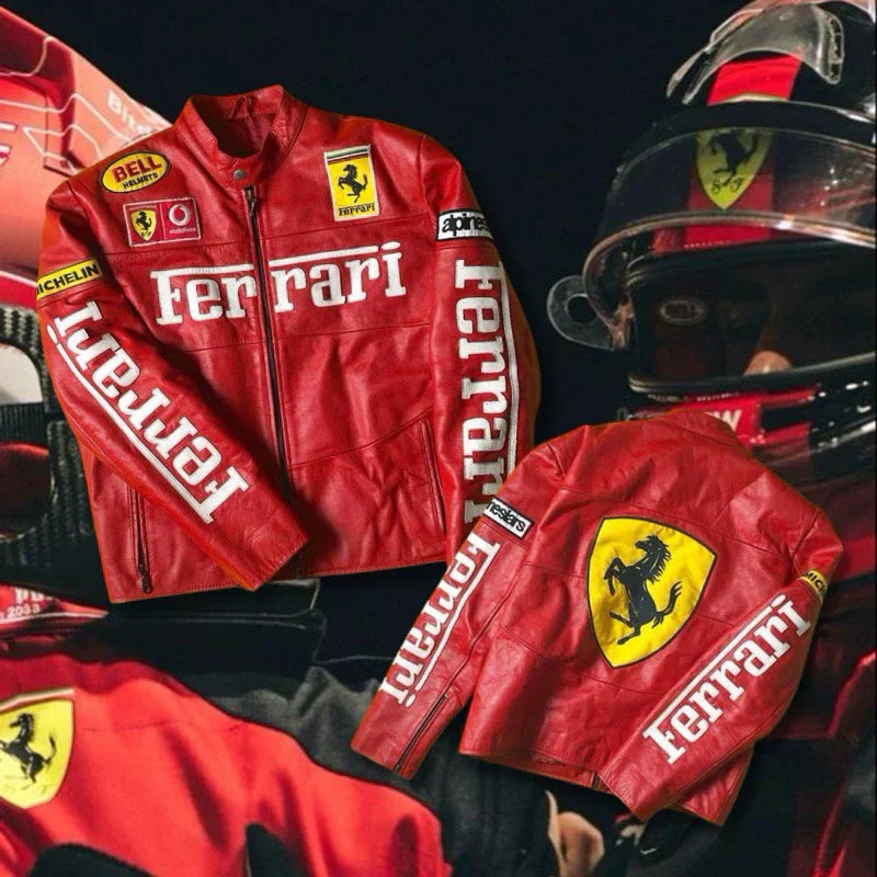 Jaqueta Ferrari Vermelha em Couro