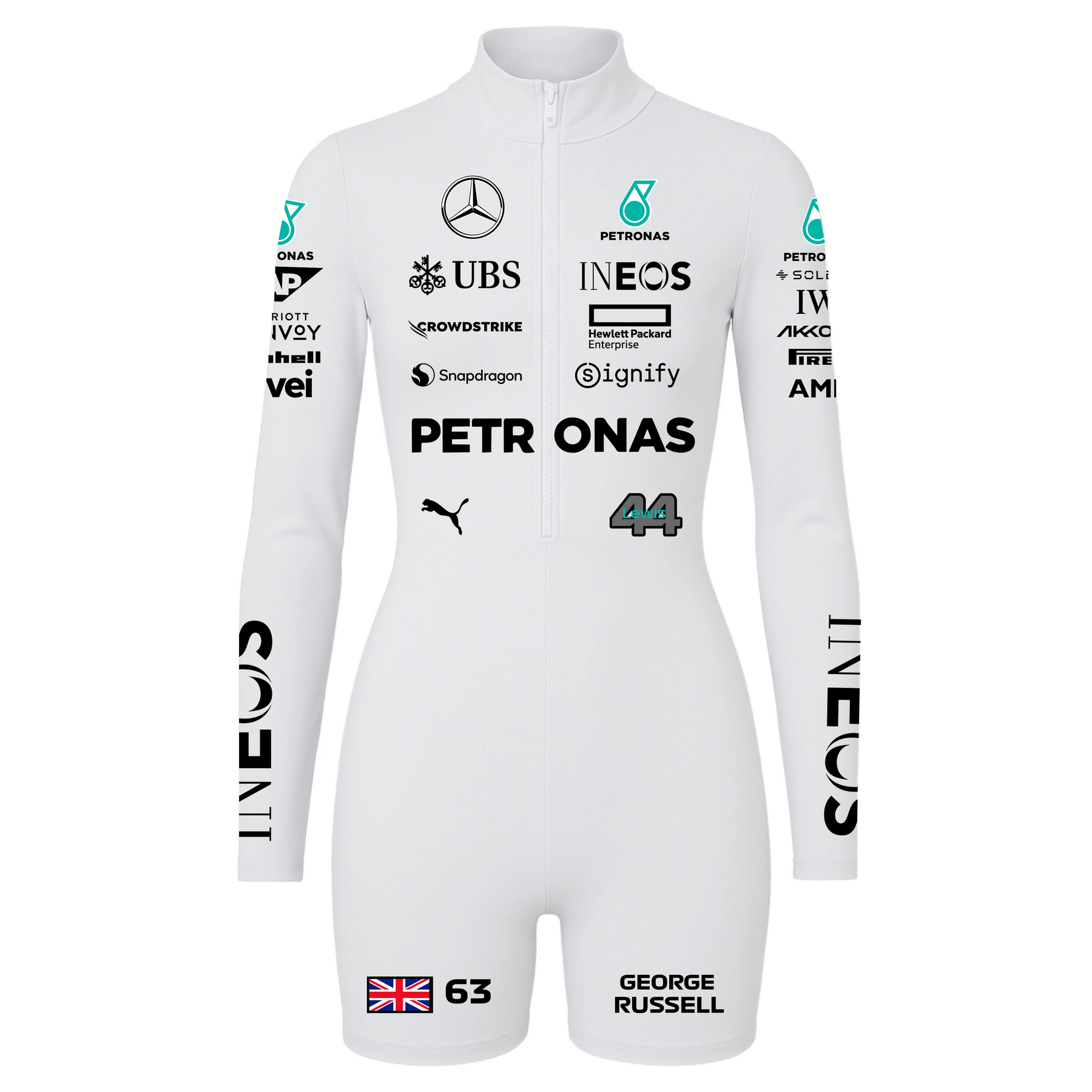 Macaquinho George Russell Branco Mercedes - 2024